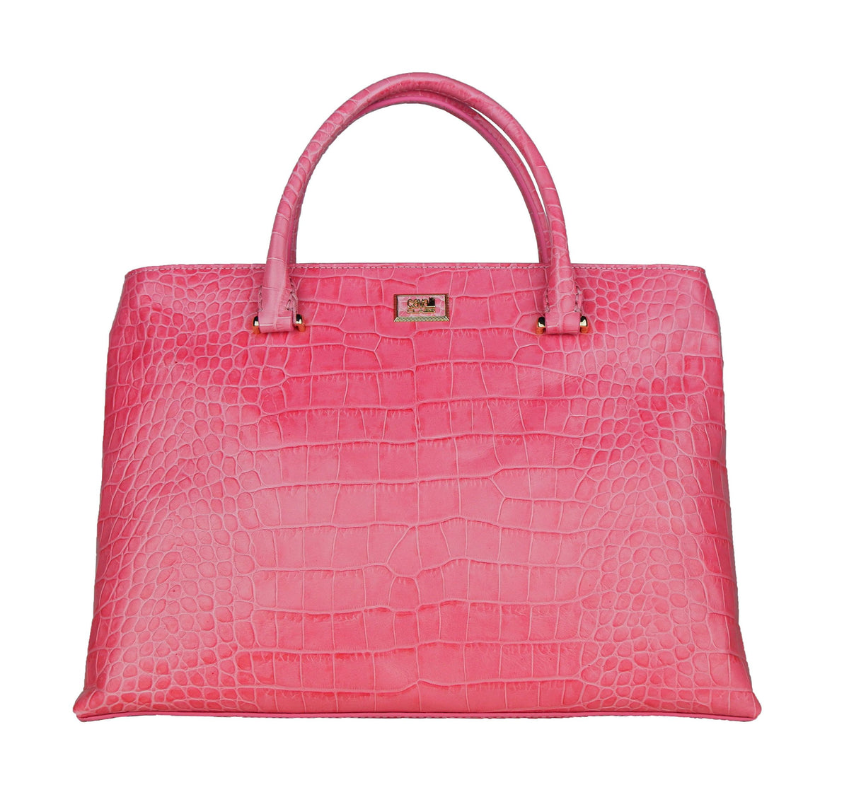 Cavalli Class Pink Calfskin Handbag