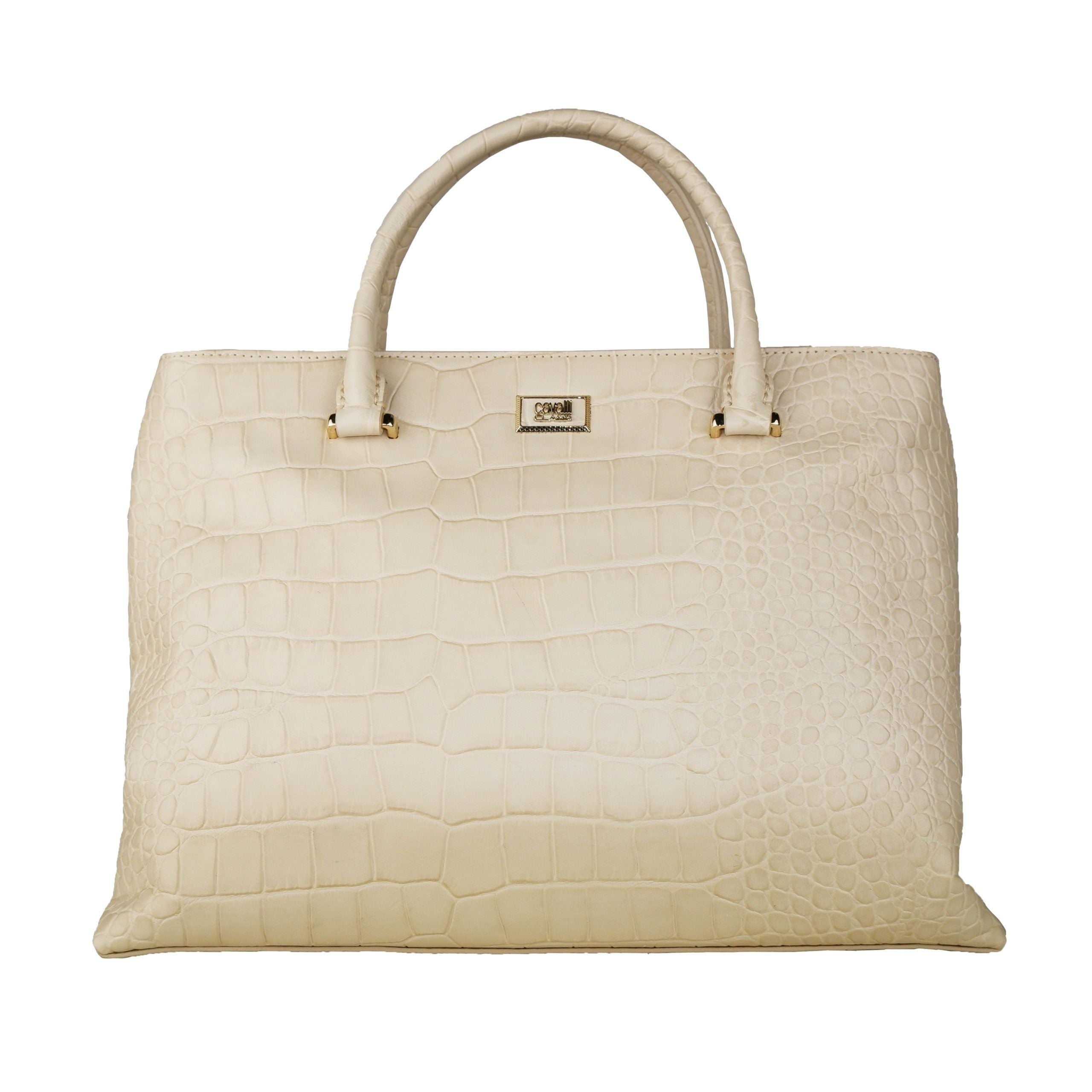 Cavalli Class White Calfskin Handbag