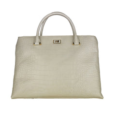 Cavalli Class Bianco Calfskin Handbag