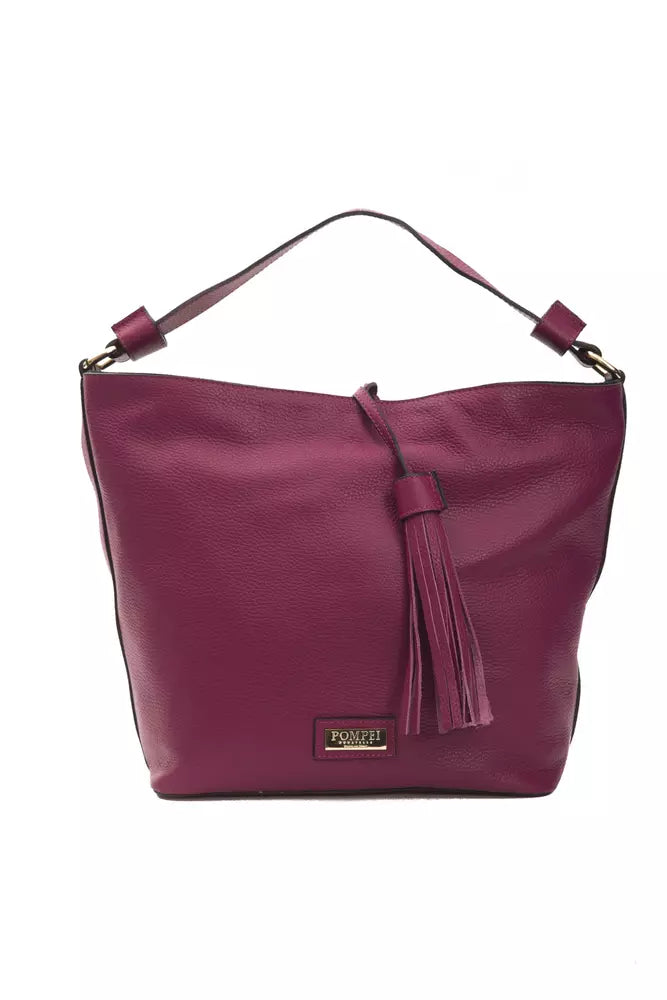 Pompei Donatella Elegant Burgundy Leather Shoulder Bag